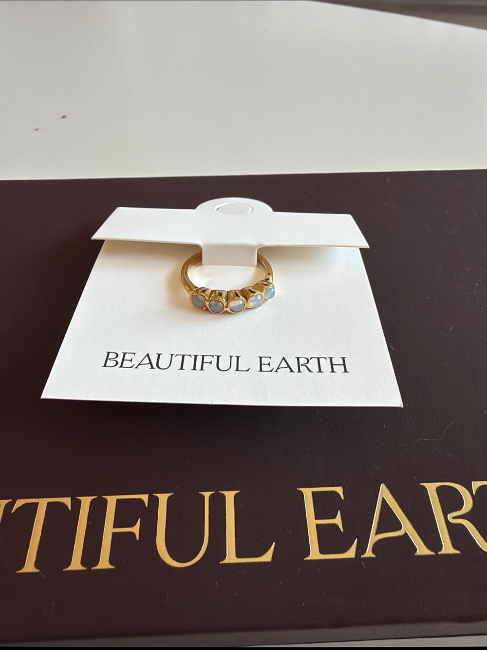 Beautiful Earth Golden Moonstone Eternity Ring - Size 6